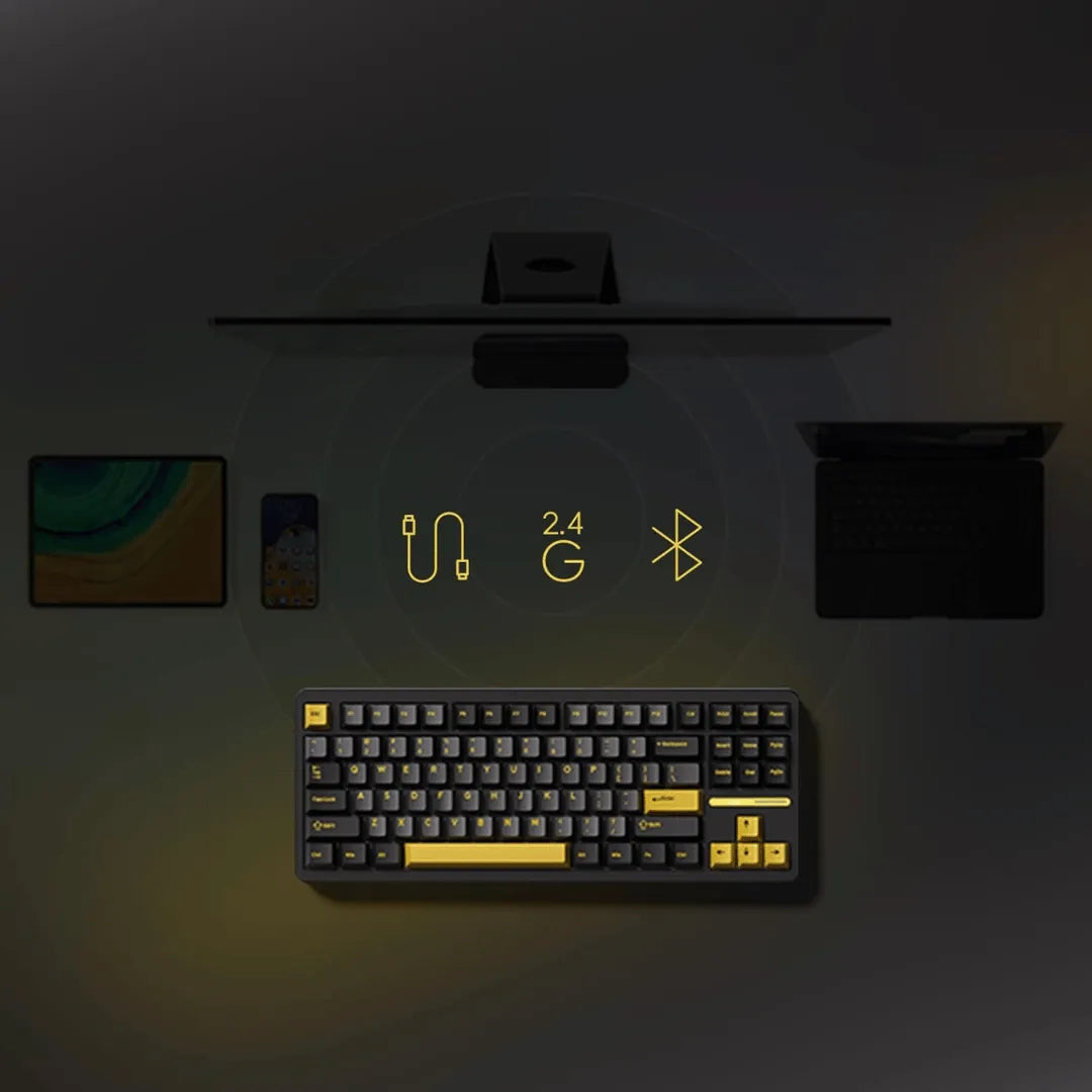 Teclado Mecanico Akko TAC87, Black e Gold, Switch Mirror