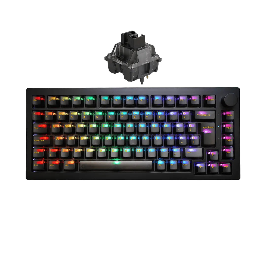 Teclado Mecânico Akko 5075S Clear Black ABNT2 RGB, Switch Cream Black V3 PRO